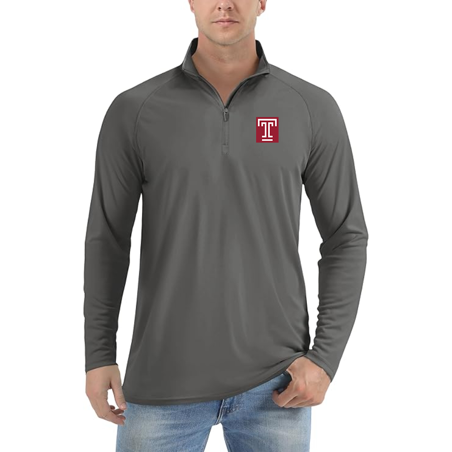 Men's Temple Owls Lightweight Quarter-Zip Athletic Shirt Long Sleeve Performance